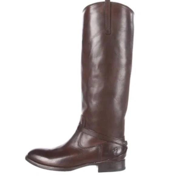 FRYE WOMENS LINDSEY PLATE TALL CHOCOLATE BROWN LEATHER RIDING BOOTS SIZE 8.5 - Picture 2 of 8